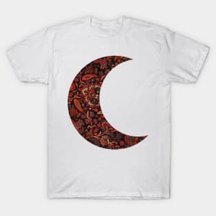 Dark Paisley Crescent Moon T-Shirt